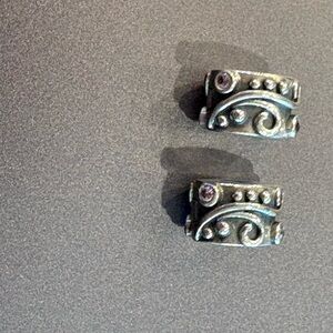 Pandora Silver Charms with pink gemstones, set of 2